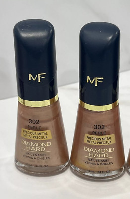 2 MF Max Factor Diamond Hard Nail Enamel Polish 302 Perle Precious Metals .34 oz