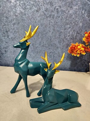 Antique Decorative  Deer Statue Showpiece- (Set of 2)