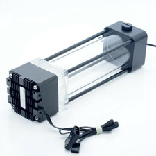 Square Reservoir Water PC Cooling Tank Reservoir 300mm w/Thermometer Pump Black