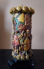 Vintage 10.5 In. 3D Handcarved German Candle Musicians With Metal Stand