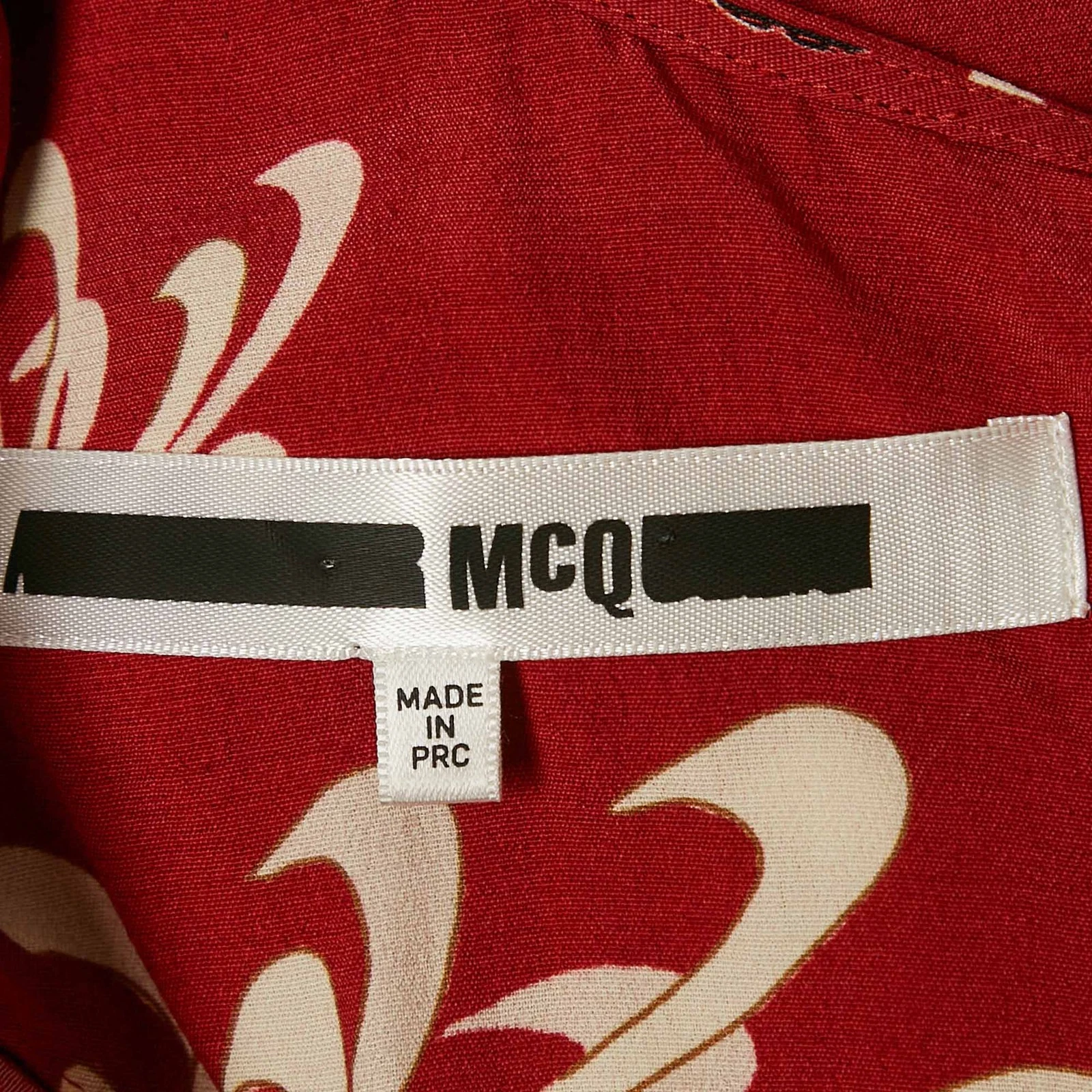 Mini Abito McQ by Alexander McQueen Stampato Rosso Scollo a V XS