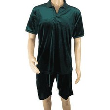 Men 2pc Stacy Adams leisure jogging suit Shorts Set Summer 3820 Green Velvet