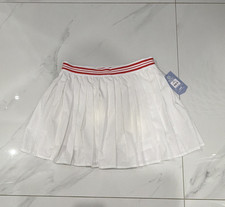 Womens White Pleated Short Skirt Size M Red S...