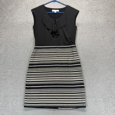 Ann Taylor LOFT Womens Black Beige Ruffle Bodice Sleeveless Dress Size 2