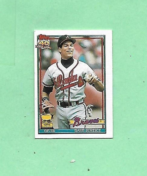 1991 Topps Cracker Jack Series 1 Mini Baseball Dave Justice #14 Braves👍