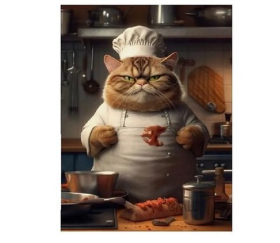 FAT CAT CHEF KATZENSCHILD RETRO LOOK SCHILD Vintage METALLSCHILD PLAKETTE A6 A5 A4
