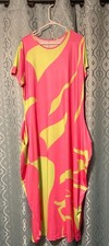Unbranded Casual 95% Cotton Maxi Dress with Pockets in Green/Pink Size 3XL.