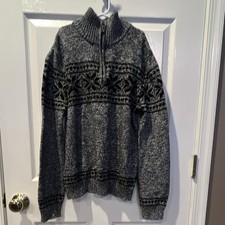 Chaps Boys Quarter Zip Sweater Size L 14-16 Gray Pullover