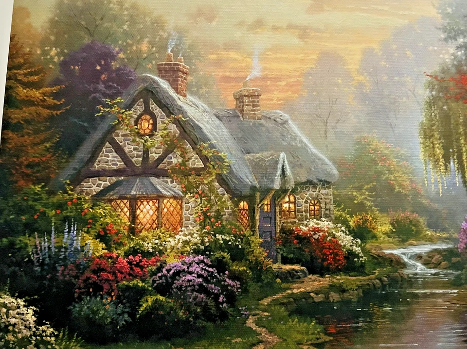 Thomas Kinkade A QUIET EVENING Hand Painted Embellished Litho Print COA Signed - Image 3 of 4