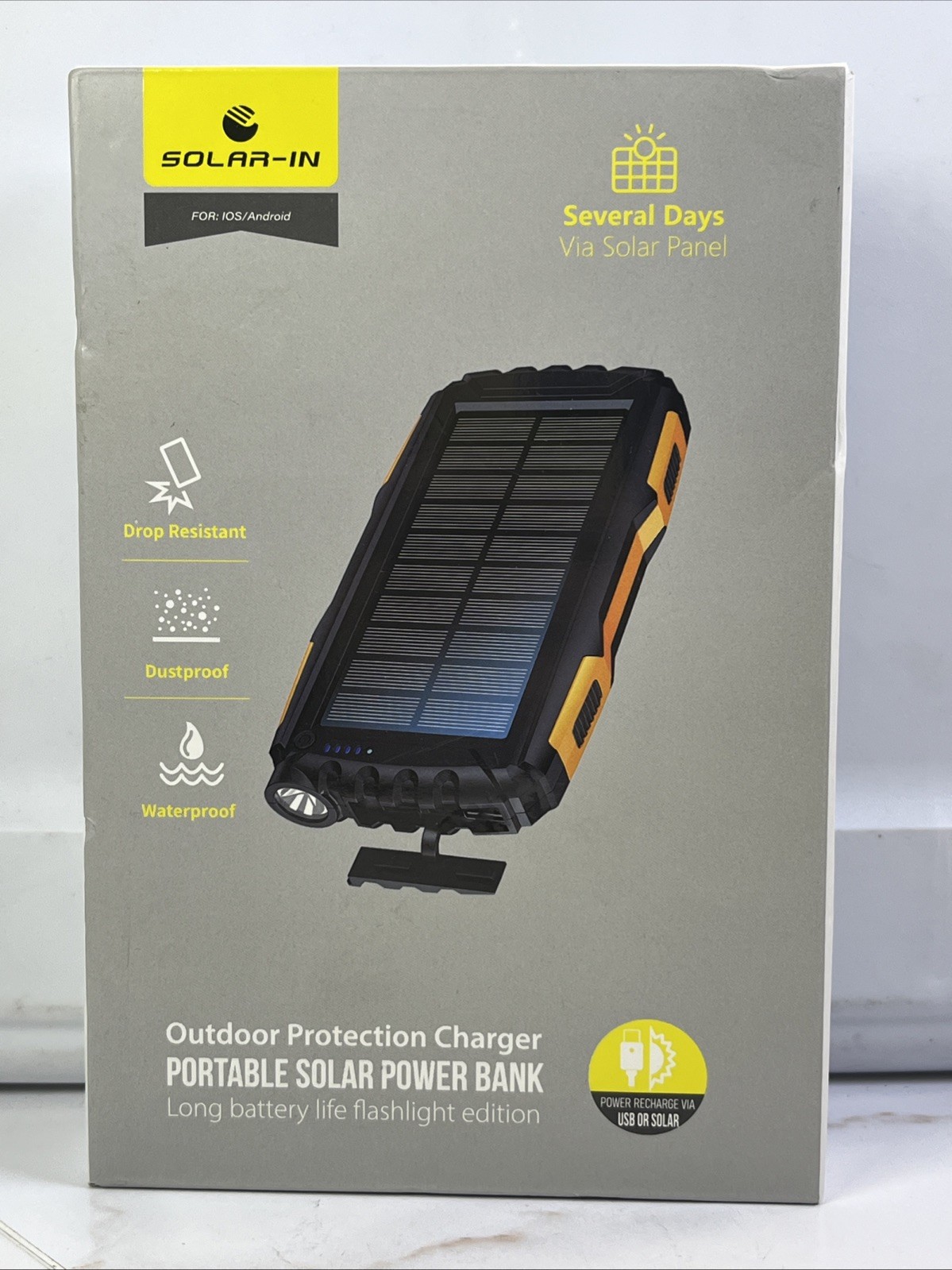 Power Bank Solar Charger Portable Charger, Solar Power Bank, FlashLight