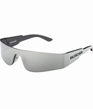 Balenciaga BB0041S 002 125mm Unisex Rectangle Sunglasses with Silver Frame...