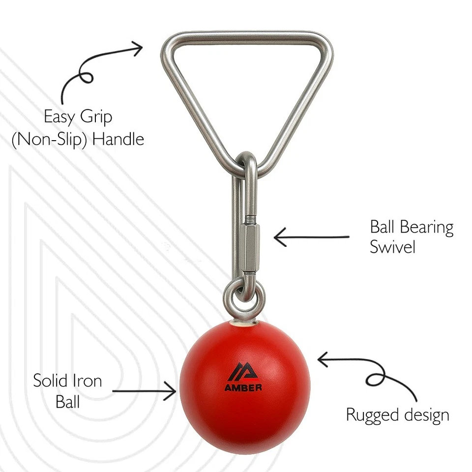 Amber Throwing Weight Hammers Solid Iron Lathe-Turned Ball with Ball Bearing - Image 4 of 4