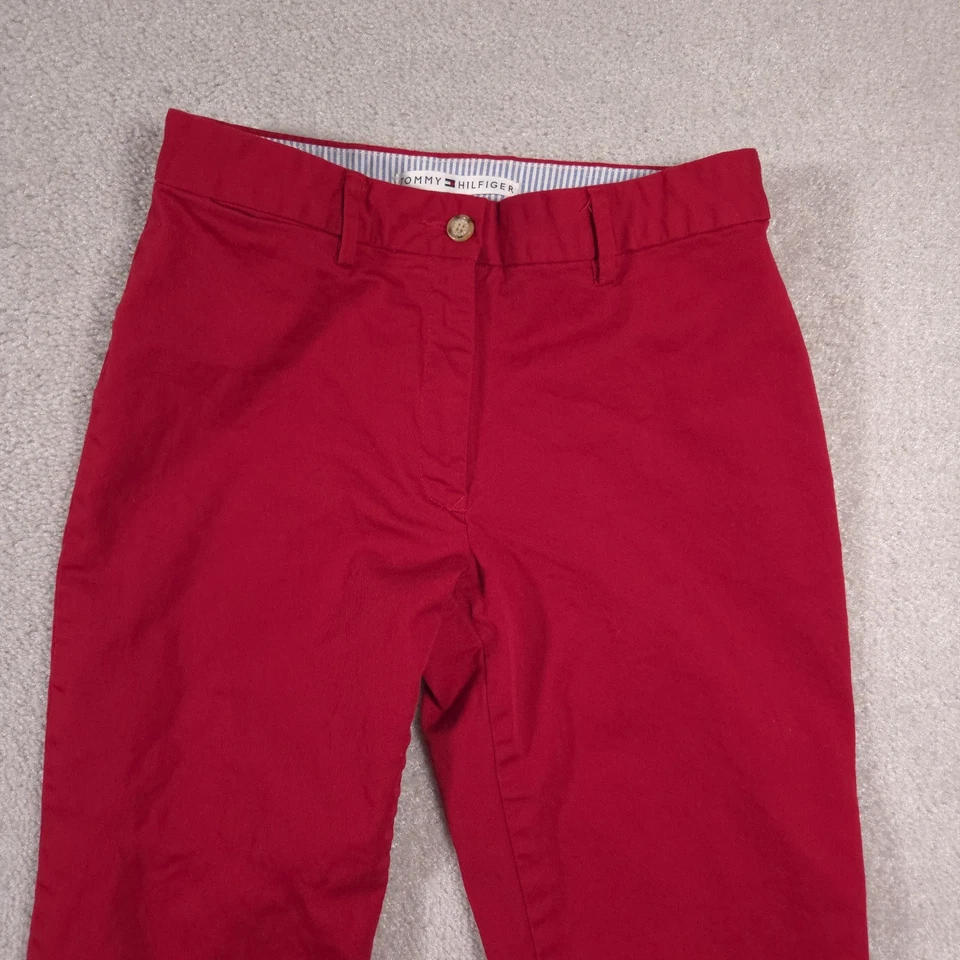Vtg Tommy Hilfiger Chino Pants Women's 6 Red Mid Rise Straight Leg 100% Cotton - Image 3 of 4