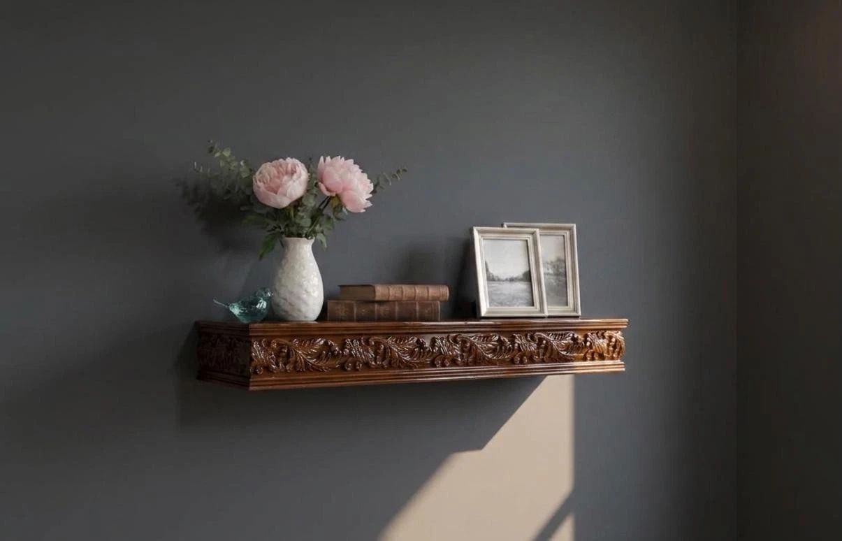 Rustic Farmhouse Floating Shelf, Decorative Wall Mounted Shelf
