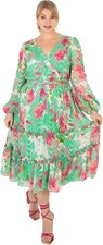 Image of Lovedrobe Plus Size Abstract Print Maxi Dress Faux Wrap Wedding Guest UK