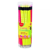 6941288745136 OłóWek Drewniany Z Gumką Fluo TróJkąTny (48Szt) Keyroad