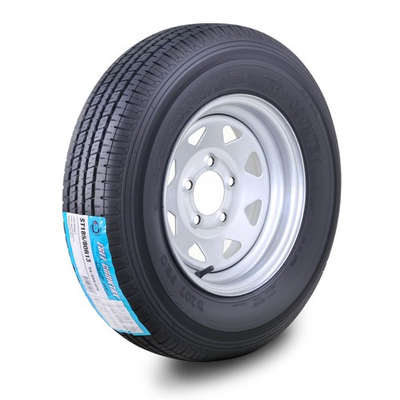 #ad FC Trailer Tire Assembly ST185 80R13 6 Ply Silver Spoke Rim 5 Lug on 4.5quot; $115.94