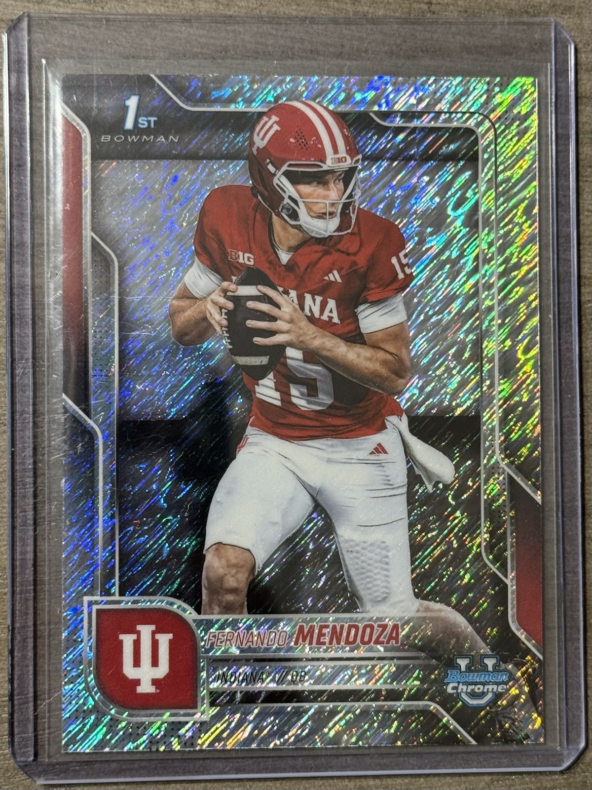 2025 Bowman Chrome U Fernando Mendoza Shimmer Refractor #109 Indiana Hoosiers
