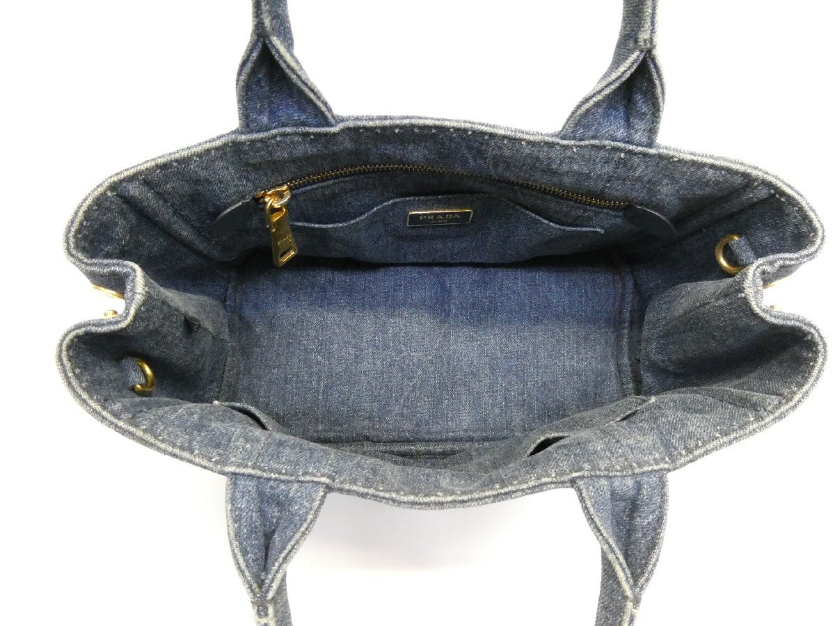 PRADA Canapa Denim Tote Bag 1BG439 Shoulder Strap Missing With Certificate Bag W thumbnail 6