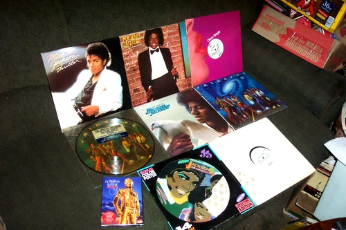MICHAEL JACKSON, JACKSON 5 - 8 LP EP LOT w THRILLER, OFF THE WALL, G. HITS +DVD