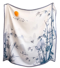 100 Silk 35" large Square Scarf Women Wrap neckerchief floral gray MY226-14