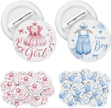 Gender Reveal Pins 60Pcs- 1.75" Team Boy Team Girl Button Pins Decorations