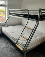 Metal Bunk Bed - Single 3ft and Double - no mattress included - good condition