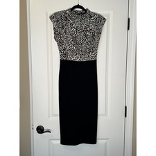 Express Black & White Print Mock neck Dress