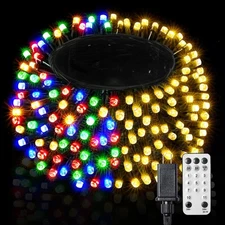 BlcTec Christmas Lights, 300 LED 108FT UL 300LED, Warm White & Multicolor 