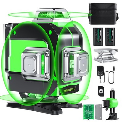 FELLAT Laser Level, 4x360° Self Leveling Green Cross Line Laser for Construction