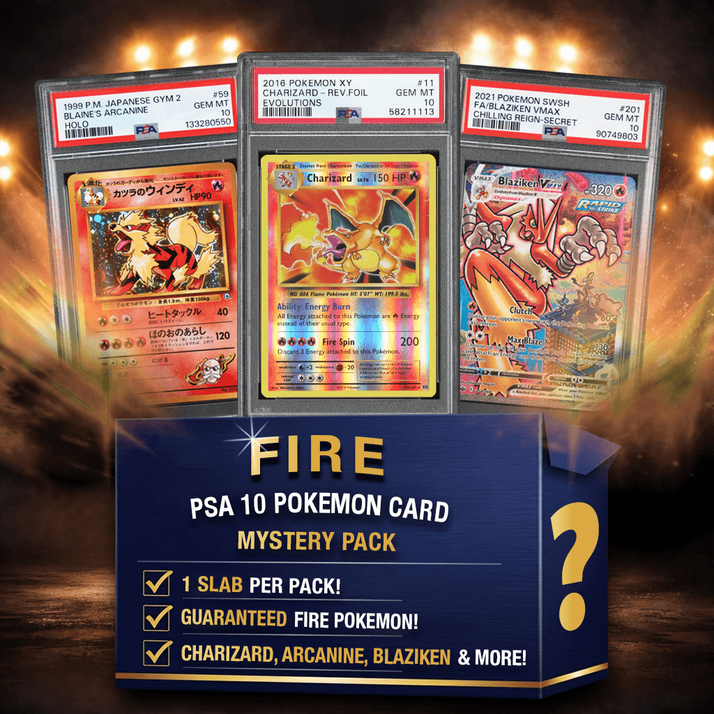 Fire Energy Type Pokemon PSA 10 Graded Card Mystery Box Trading Card Game