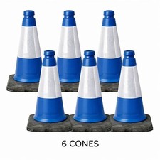 6 PACK  BLUE TRAFFIC CONES  -  HEAVY DUTY  450 MM HIGH 2 PIECE