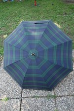 Vintage Polo Ralph Lauren Umbrella Wood Handle Tartan Green/Blue Plaid Doorman