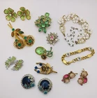 Vintage Flower Brooch Mixed Costume Jewelry Lot FABULOUS RHINESTONES MUST SEE