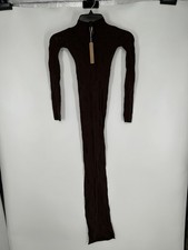 SKIMS Bodycon Maxi Dress Womens XXS/XS Espresso Knit Lace Turtle Neck Pullover