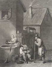 COLLE (*1737) nach TENIERS (*1610), Dorfbewohner am Brunnen, Rad. Barock