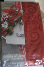 PRETTY RED HOLIDAY AT HOME TABLECLOTH 60 X 84 INCH OBLONG - NEW IN PKG