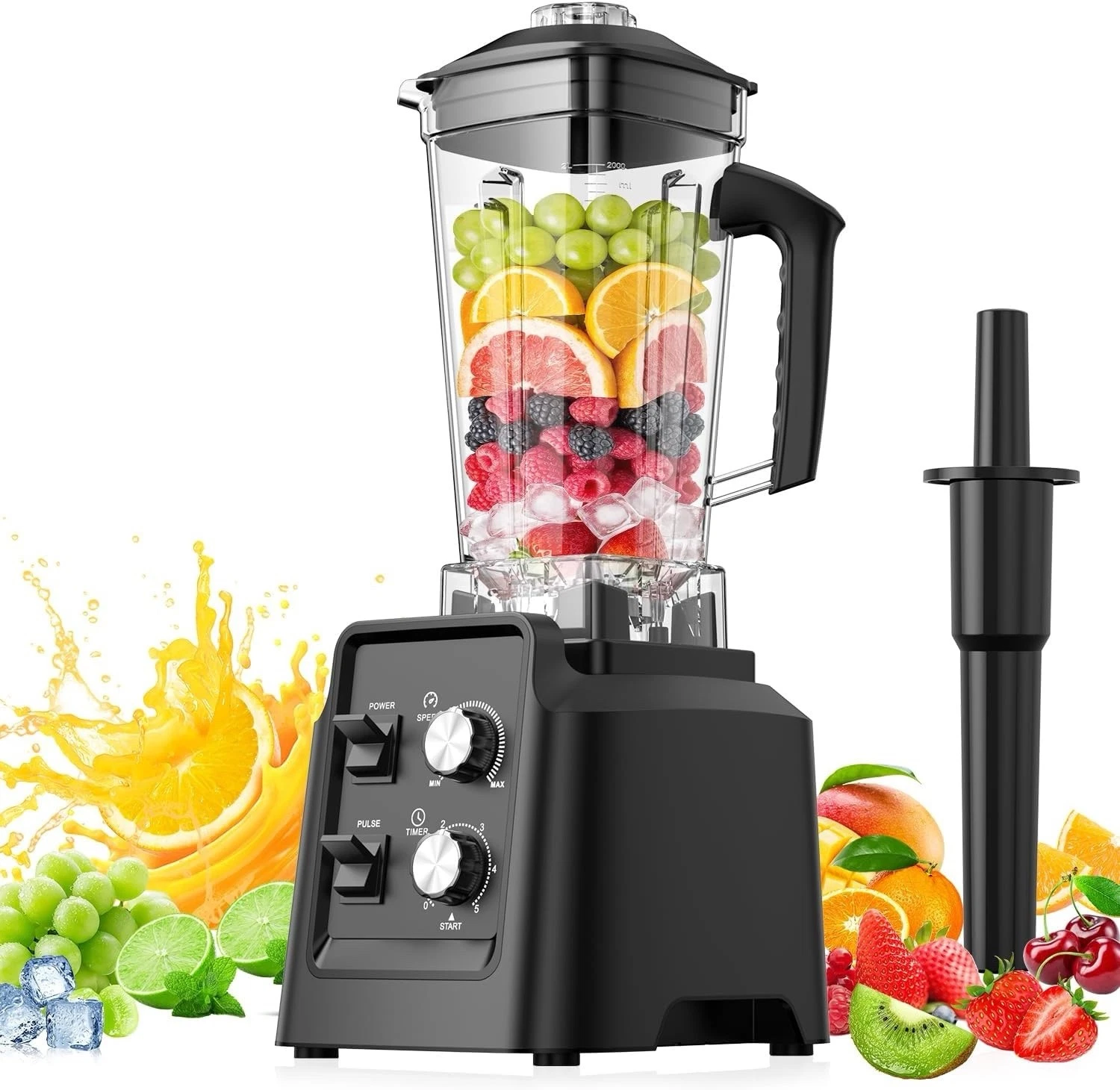 Smoothie Blender with Timer - Countertop Blenders with 68oz Dishwasher