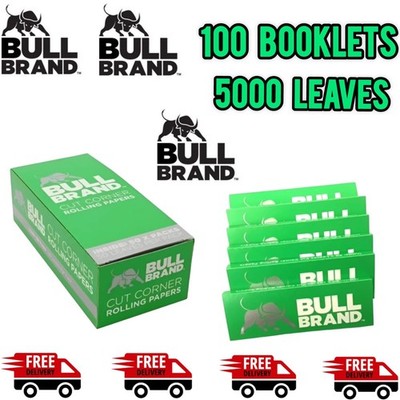 Bull Brand 100x Green Filter Papers Regular Rolling Cigarette Medium Cut Corner