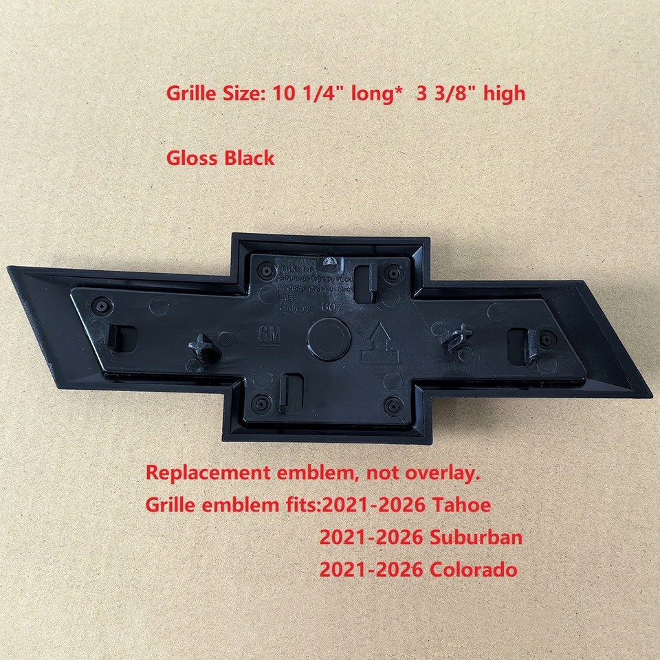 Glänzend Schwarzes Logo 2021-2025 Suburban & Tahoe Rear Custom Gloss Black Bowtie Emblem Chevrolet Emblem