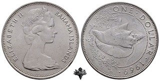 BAHAMAS 1 dollar 1969 SILVER Silbermünze Elizabeth II