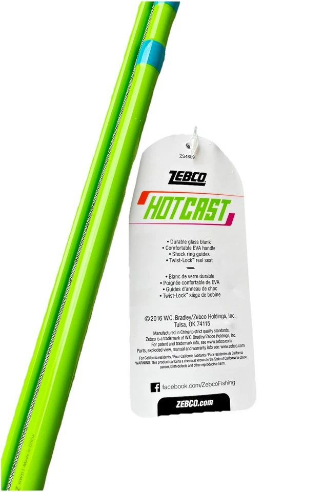 ZEBCO 33 Spincast Reel 4.1:1 Ratio w ZEBCO 6’6” Green 2 Pc HOT CAST Rod - Image 2 of 4