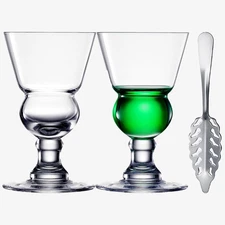 Vintage Crystal Absinthe Glasses Set | 7 oz by The Wine Savant - Stemmed Clas...