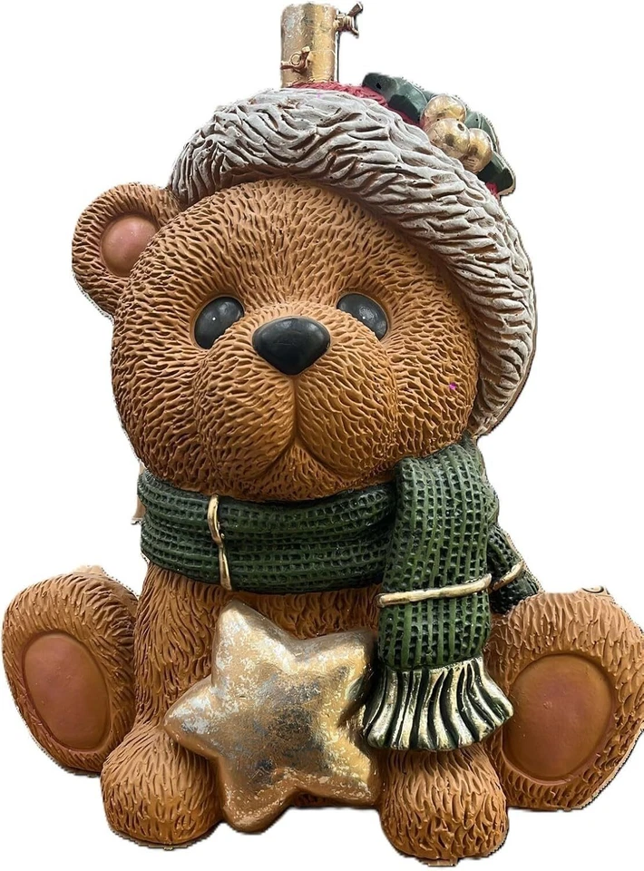 Base Albero Di Natale A Forma Di Orso Con Stella Natalizia Decoro in Poliresina - Immagine 2 di 2