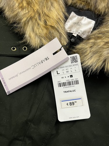 Zara Hooded Parka With Faux Fur Size Large - Picture 10 of 10