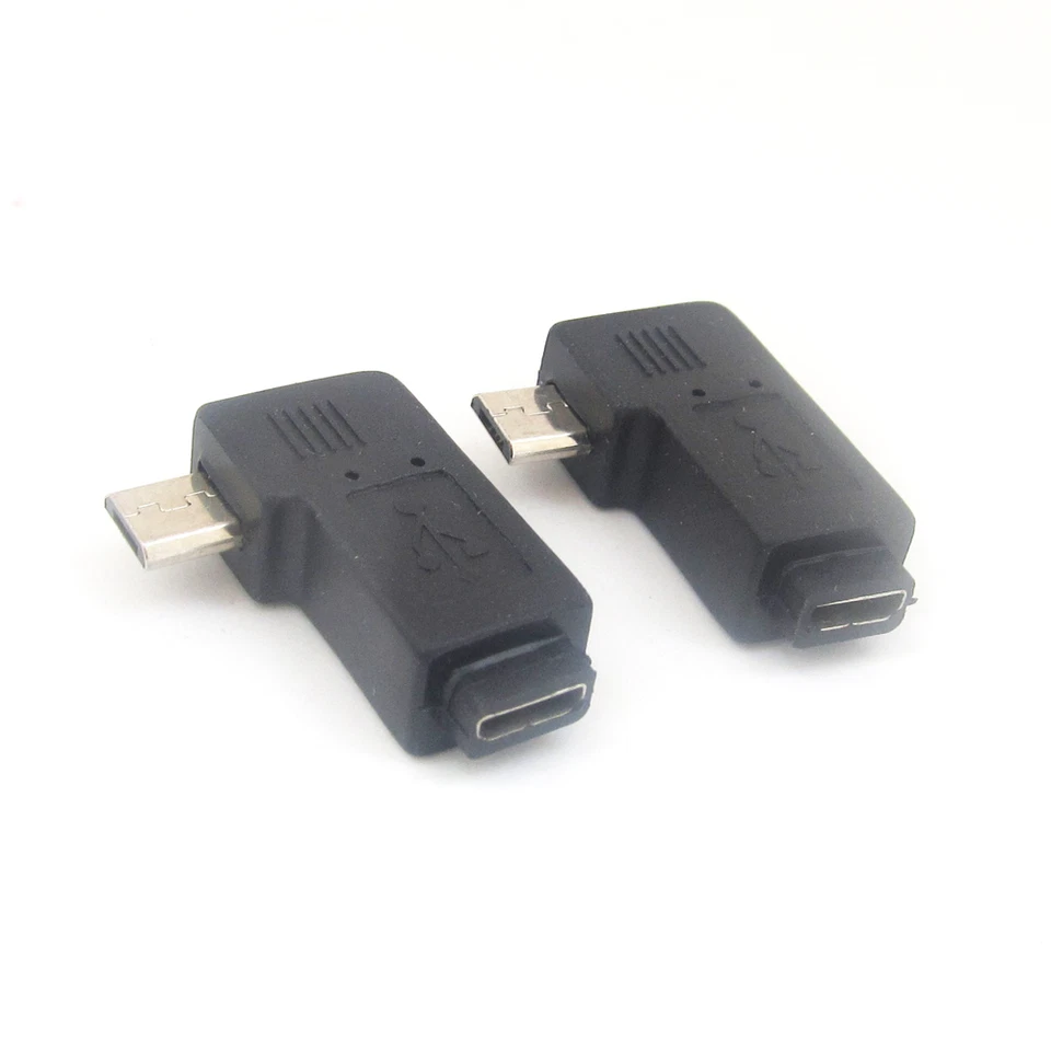 1pc Micro USB 5Pin Male To Female Right Angle 90D Extension Adapter Connector - Image 2 of 3