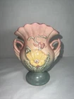 Vintage Hull Pottery Magnolia Tulip Vase Ruffled Edge Pink Wildflower