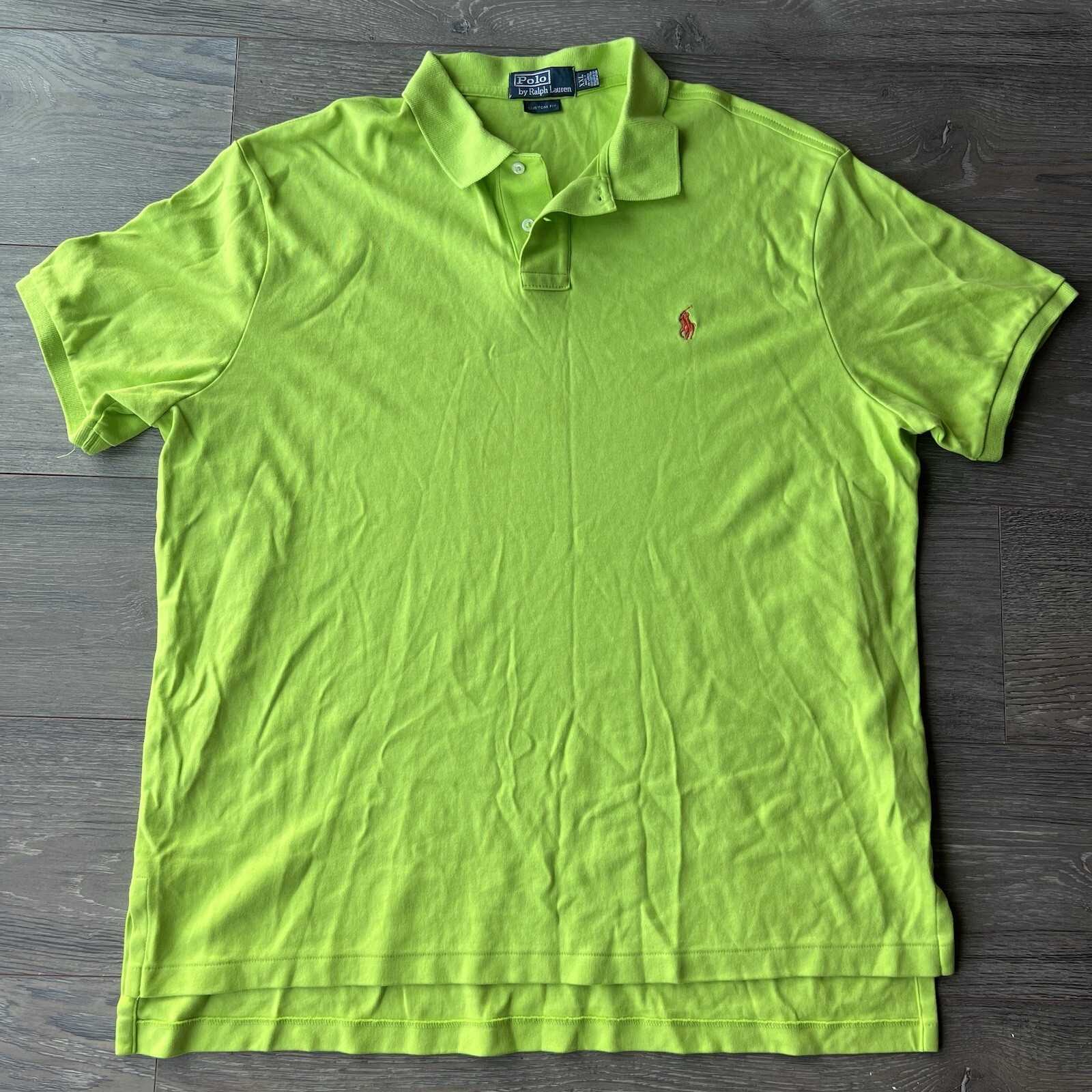Polo Ralph Lauren vintage camicia uomo 2XL lime vestibilità personalizzata cotone pony preppy adulto