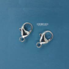 2 Sterling Silver 7mm x 13mm Lobster Claw Clasp Connectors, Closed Ring 44005