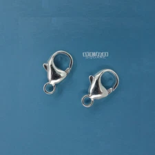 2 Sterling Silver 7mm x 13mm Lobster Claw Clasp Connectors, Closed Ring #44005